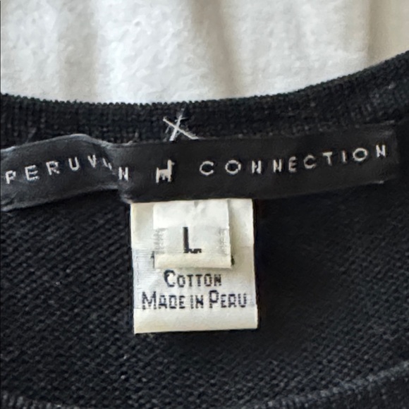 PERUVIAN CONNECTION Black Pima Cotton Scoop Neck Short Sleeve Maxi Dress Size L - Picture 4 of 4